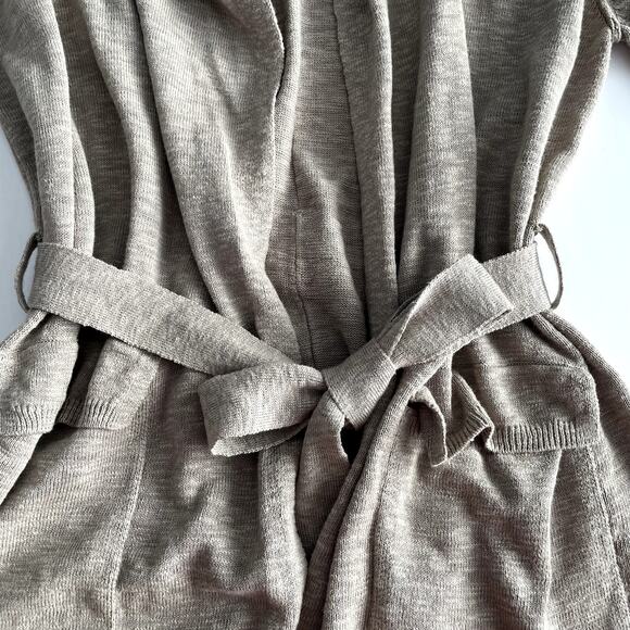 Free People Beach Cotton Linen Blend Duster Cardigan XS Belted Tan - Picture 4 of 16